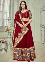 Georgette Maroon Festival Wear Embroidery Work Ready To Wear Lehenga Choli